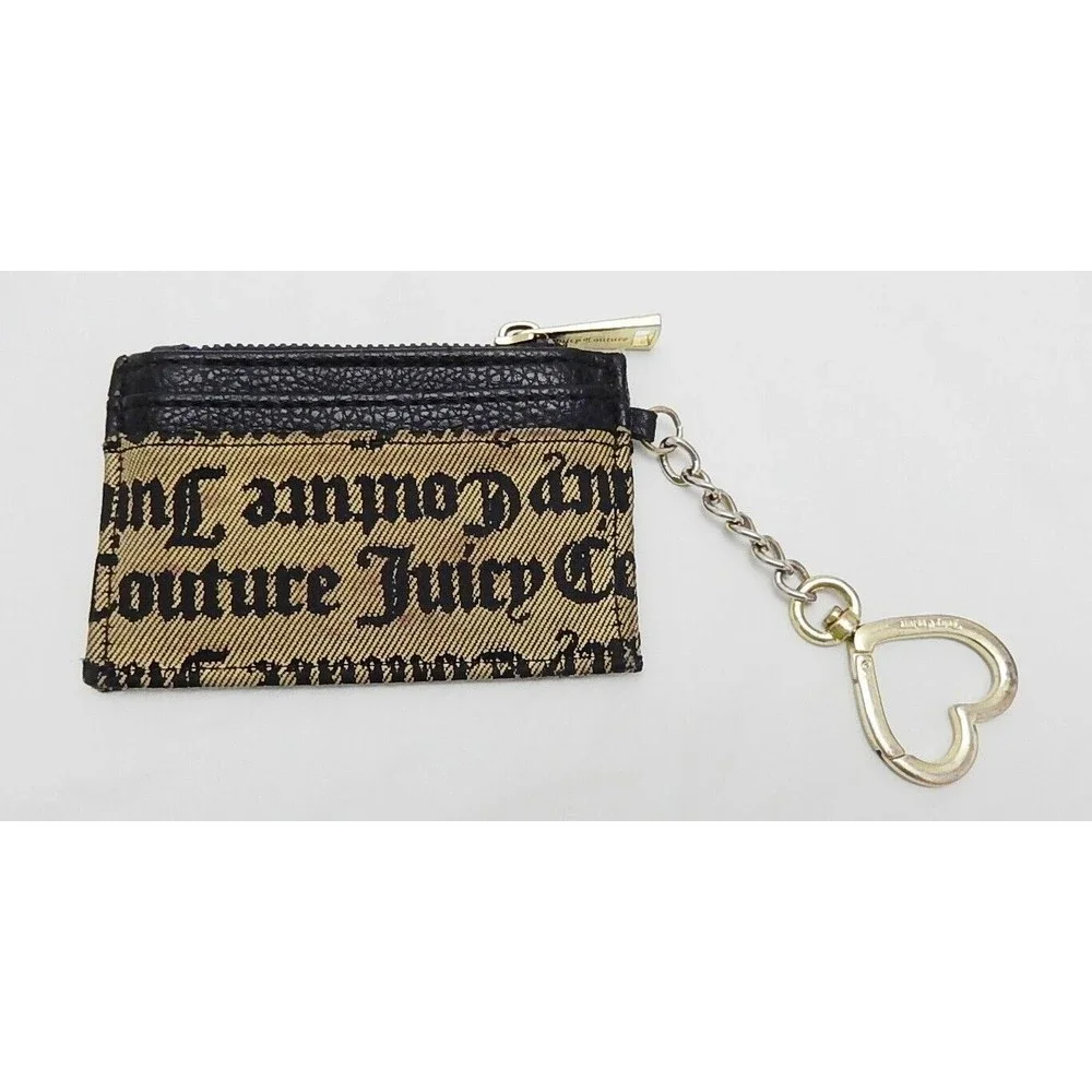 Juicy Couture Signature Logo Coin Wallet Zip Closure Key Chain
